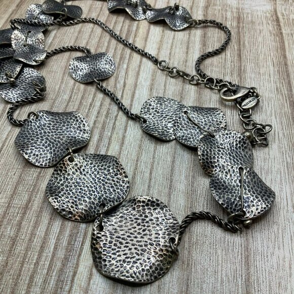 Chico's Hammered Disc Long Gold Tone Necklace - Picture 1 of 6